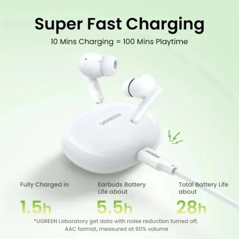 UGreen Hitune P3 True Wireless Earbuds-White - Image 4