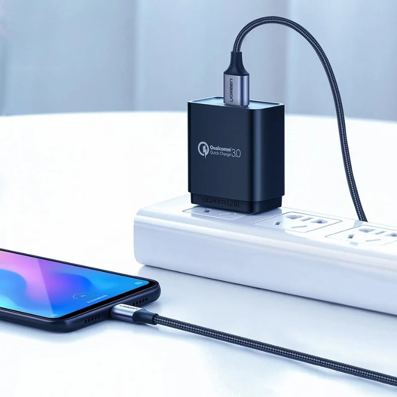 UGreen USB-A To USB-C Braided Cable 1m-Black - Image 4